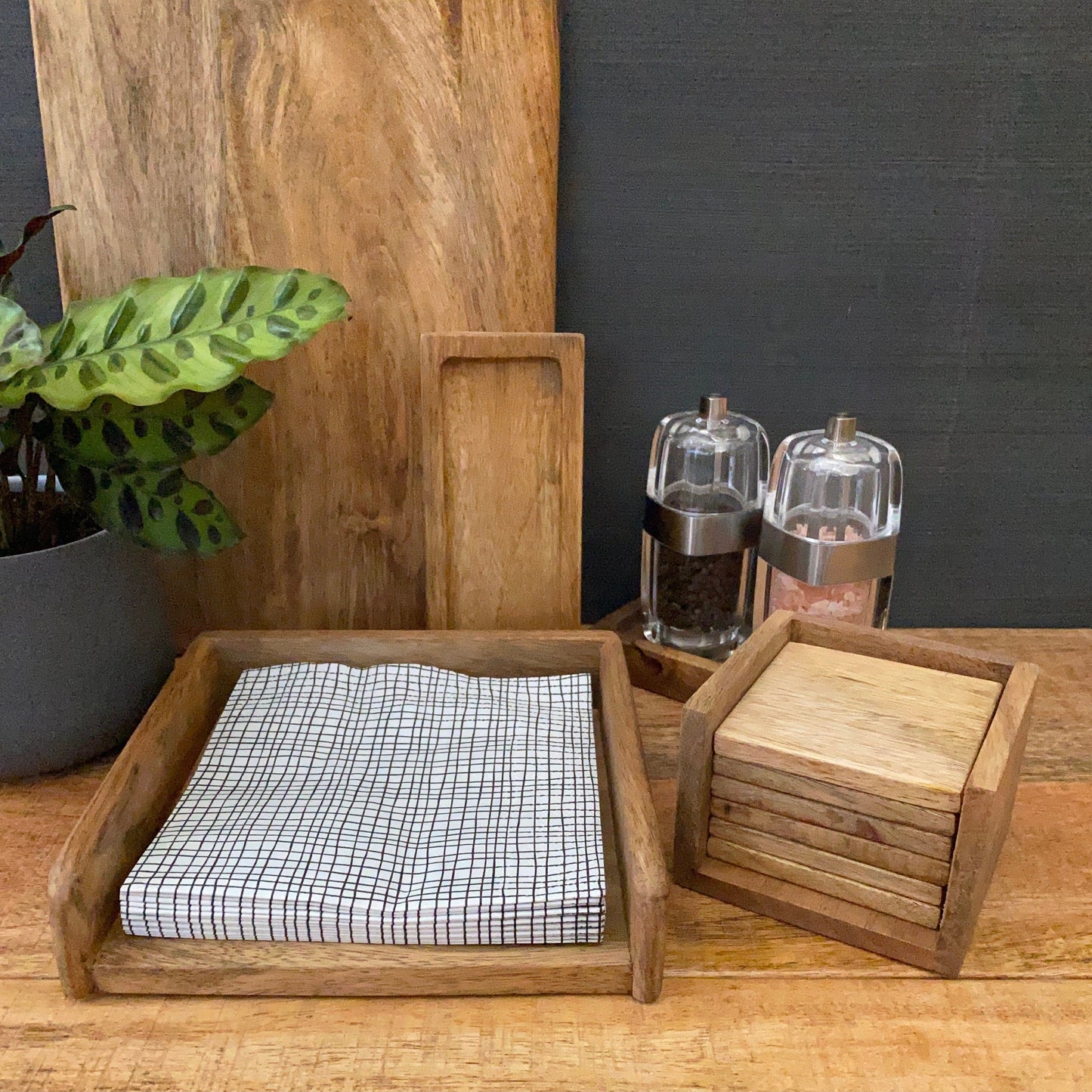 Mango wood napkin holder - standard size