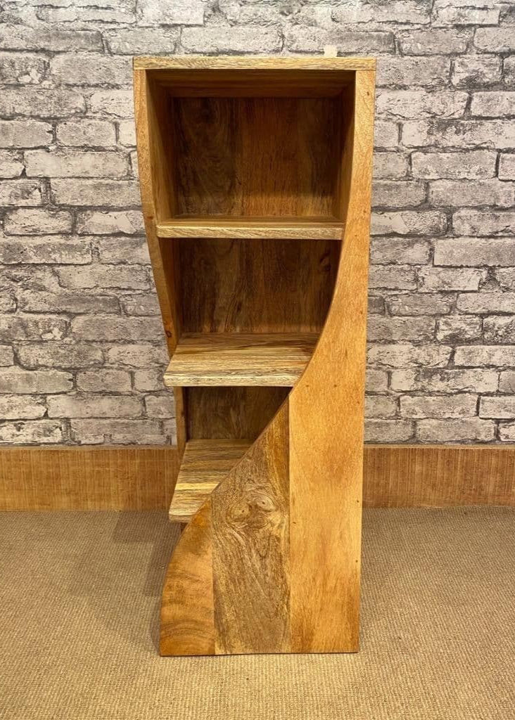 Medium twisted bookcase. From the side.