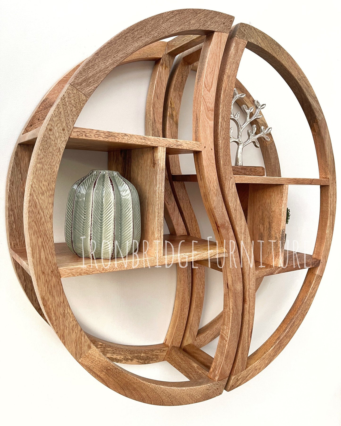 Yin Yang 75cm Floating Mango wood shelves from the side
