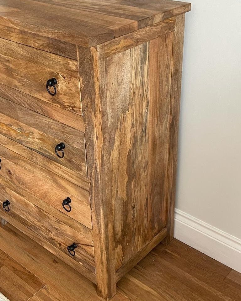 Large 4 drawer chest of drawers 100cm high from the side.