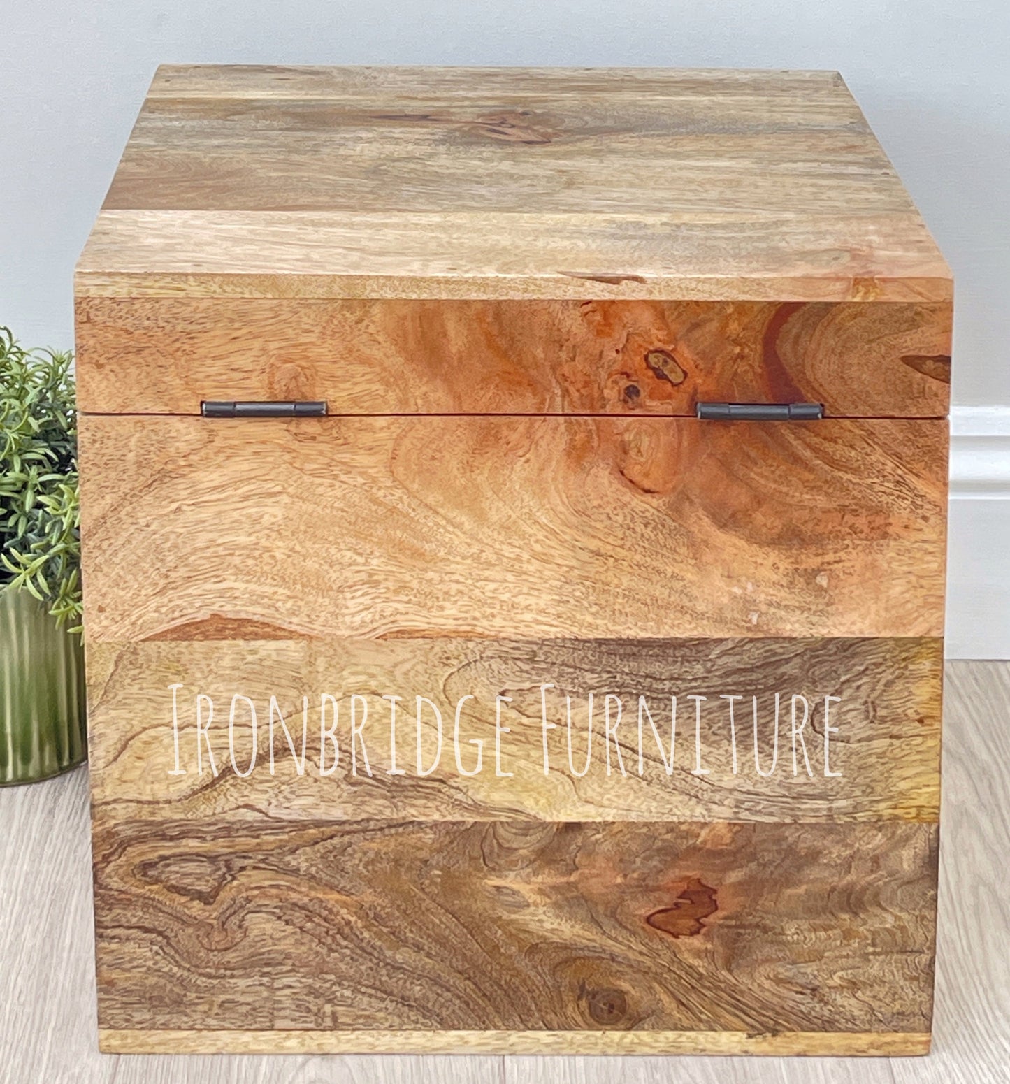 Solid Mango wood vinyl record storage box. 2 sizes available