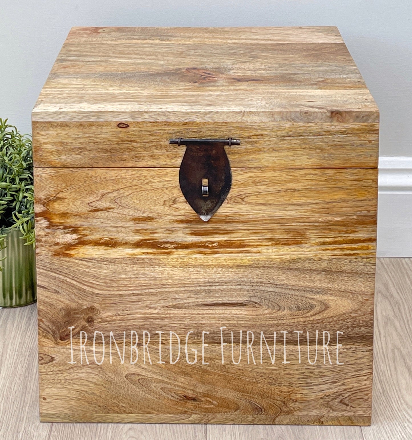 Solid Mango wood vinyl record storage box. 2 sizes available