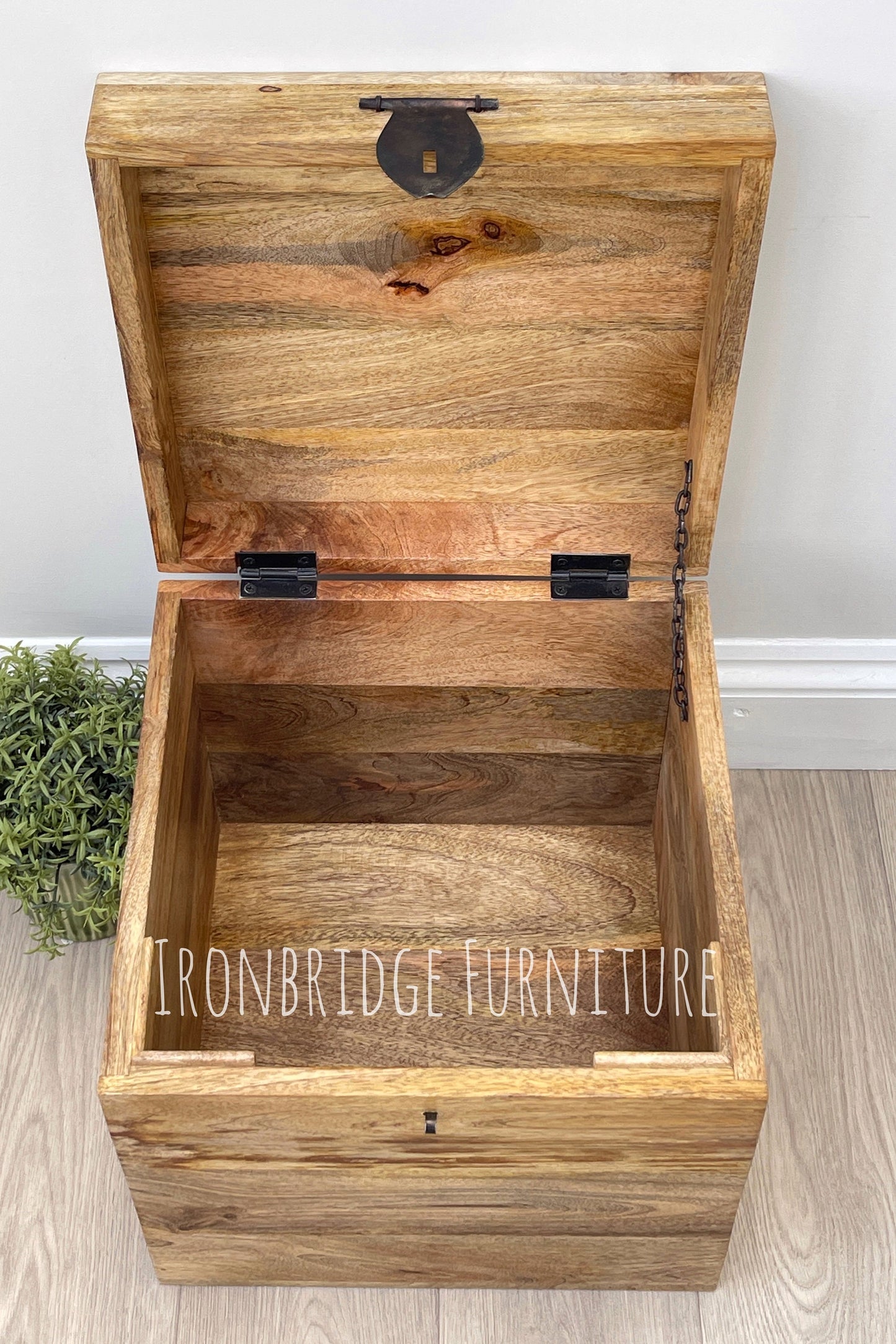 Solid Mango wood vinyl record storage box. 2 sizes available