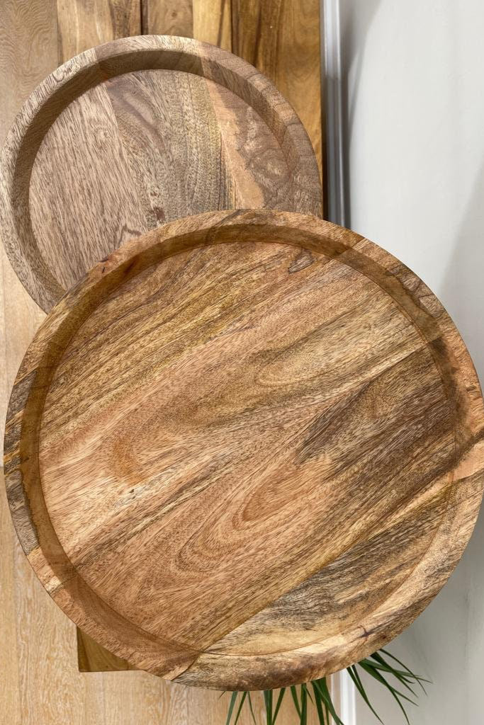 Nest of 2 Industrial style slim round side tables. View from the top.