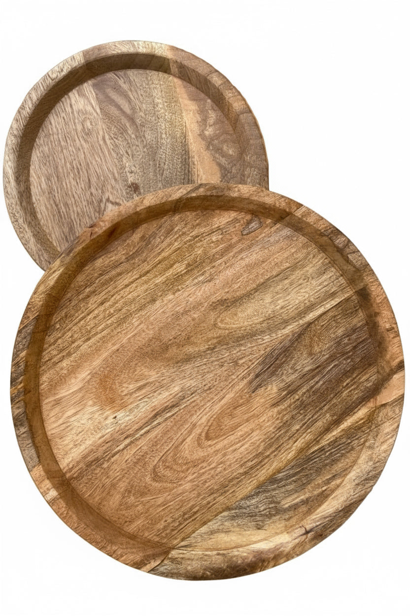 Nest of 2 Industrial style slim round side tables. View from the top.