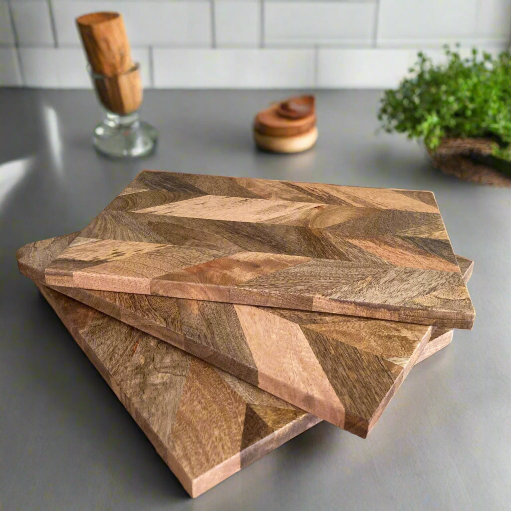 Set of solid Mango wood Parquet placemats