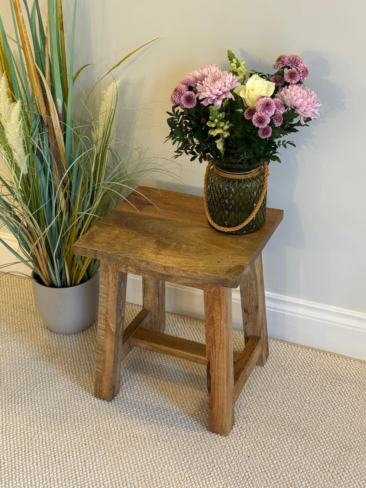 Mango wood stool or occasional side table from above