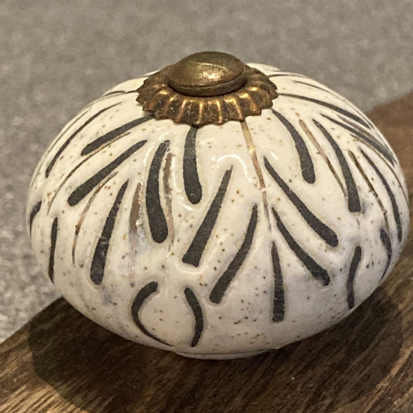 Mango wood door stop wedge with ceramic knob- design A