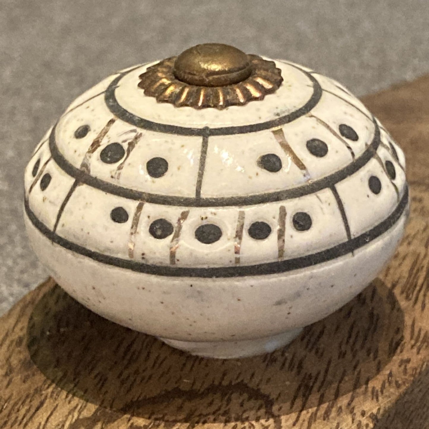Mango wood door stop wedge with ceramic knob - design C