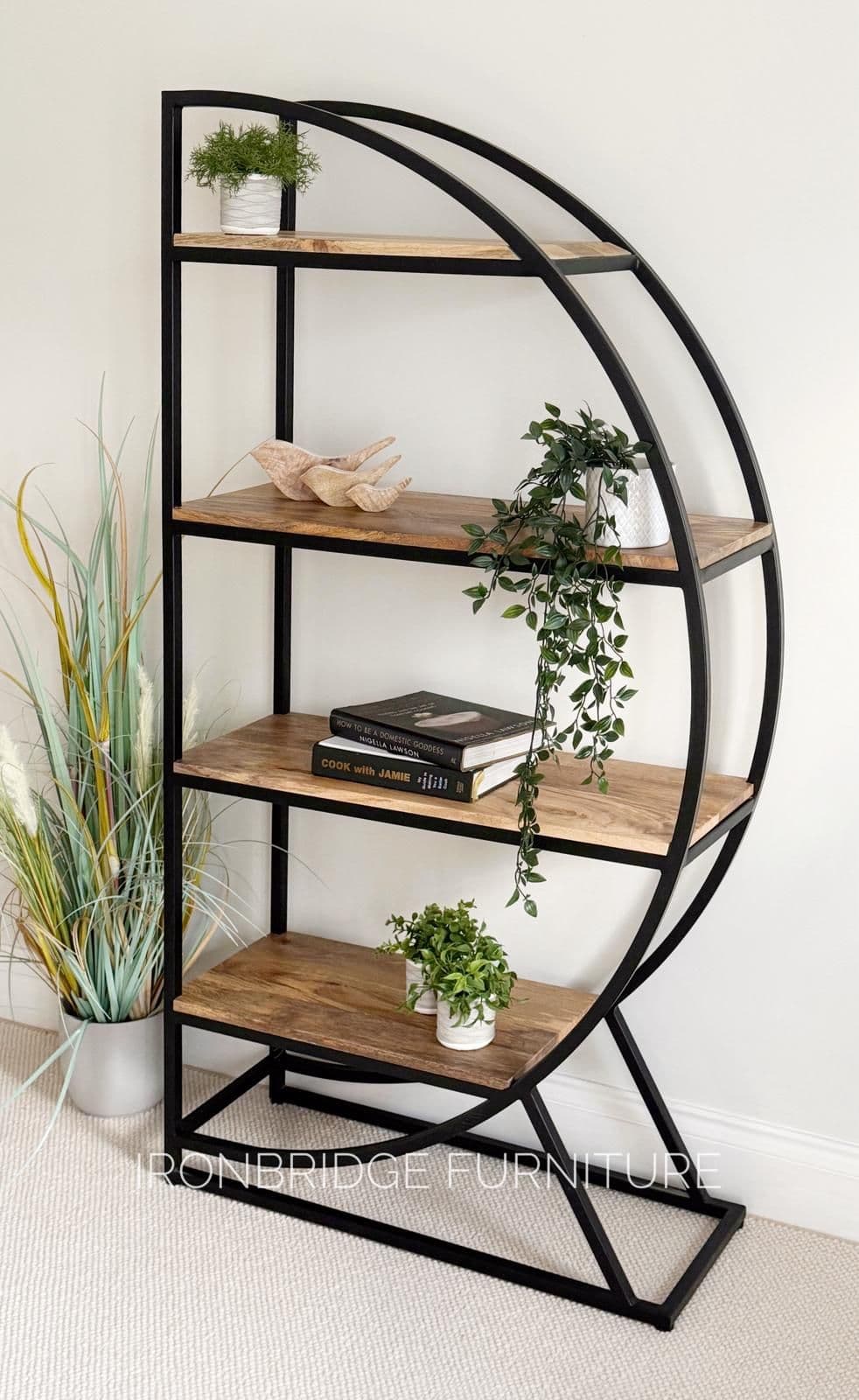 Beautiful rounded metal and Mango wood room dividers