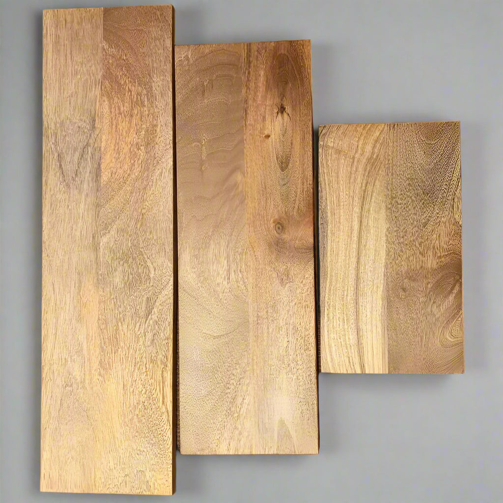 Cut to size planks of Mango wood laid down in various sizes