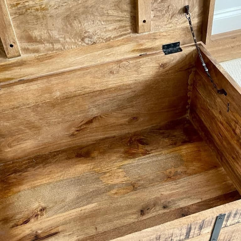 Size 3 Large rustic rough cut Mango wood trunk on feet - 91cm wide open lid
