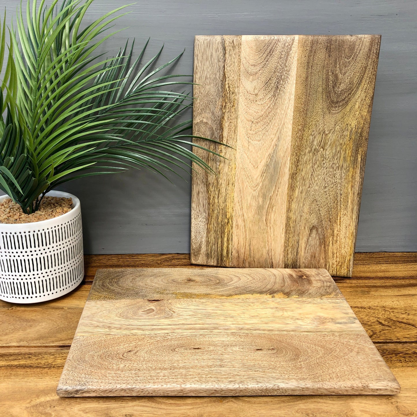 Set of Solid Mango Wood Board Placemats and Coasters. 2 placemats.