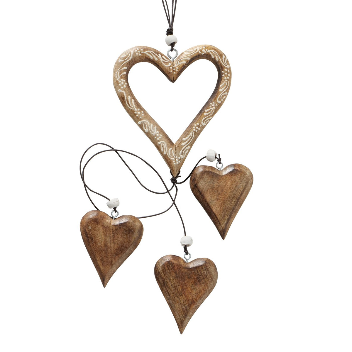 Solid Mango wood heart garlands. 2 Designs