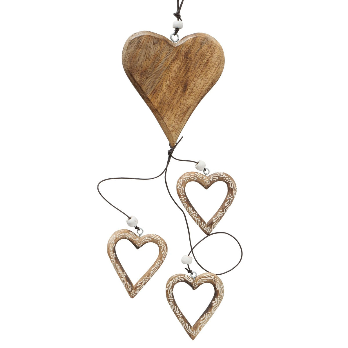 Solid Mango wood heart garlands. 2 Designs