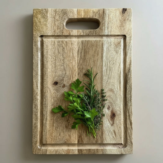 BD-22 Chunky Mango wood carving board with cut out handle