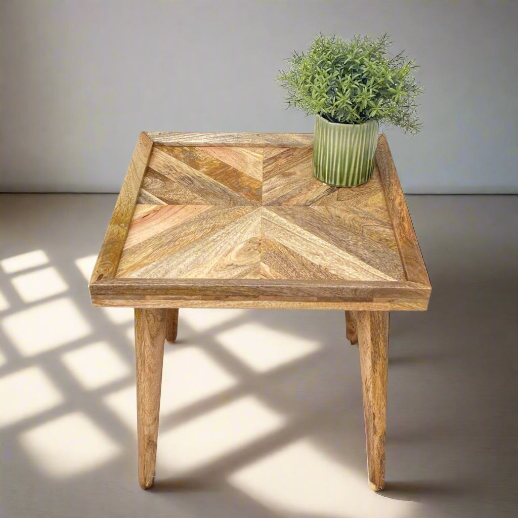 MANT-508 Mango wood 45cm square Parquet coffee table