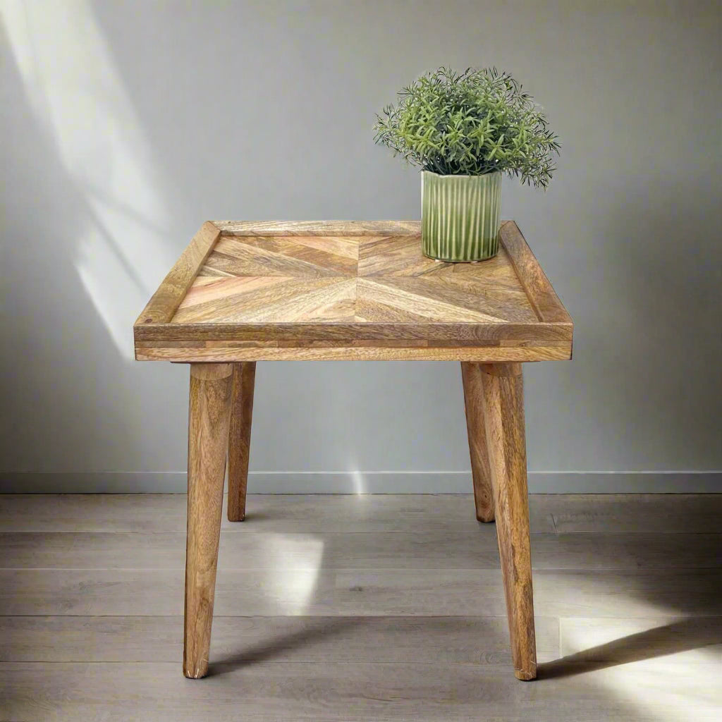 MANT-508 Mango wood 45cm square Parquet coffee table