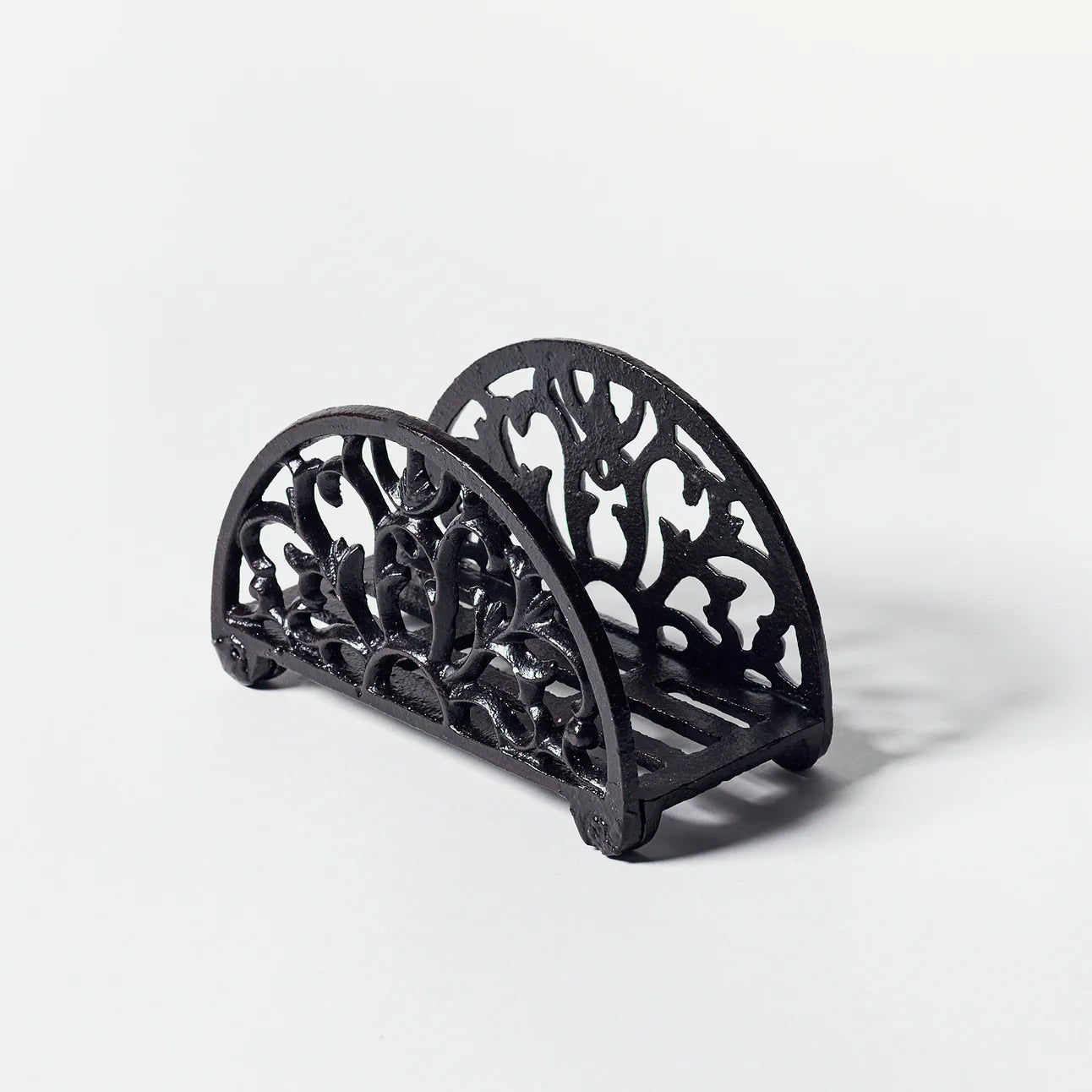 Black painted cast iron napkin holder - complete with a free packet of 20 cocktail sized napkins