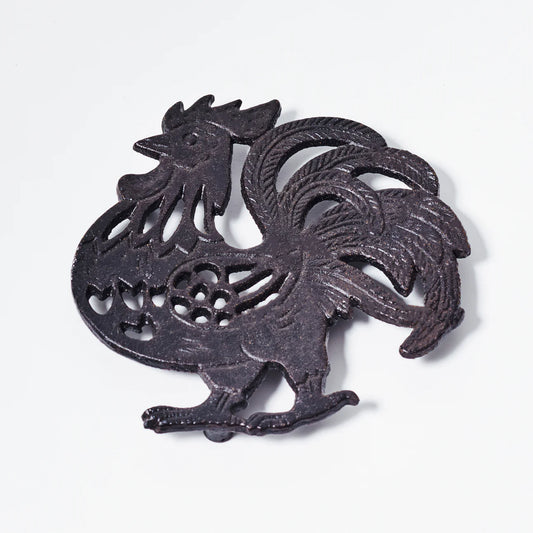 Black painted cast iron ROOSTER design trivet / hotplate
