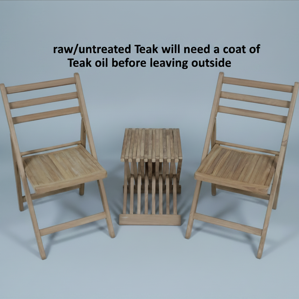 Two wooden chairs and a small table against a brick wall.