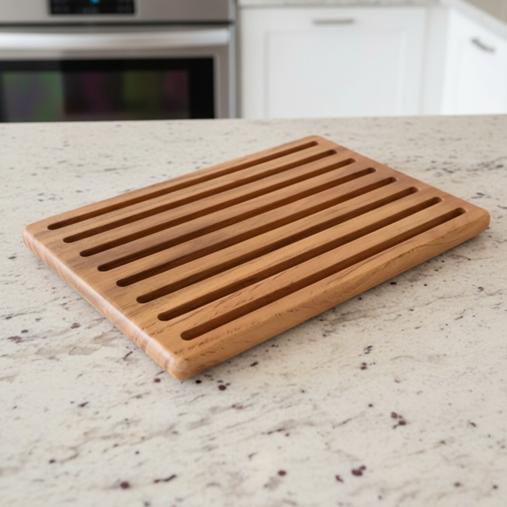 Wooden slatted mat on a white background