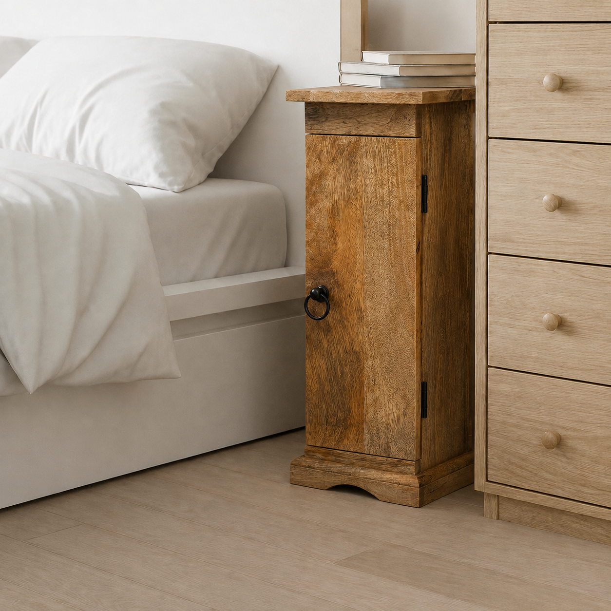 MANT-521 Mango wood slim cabinet with 1 door