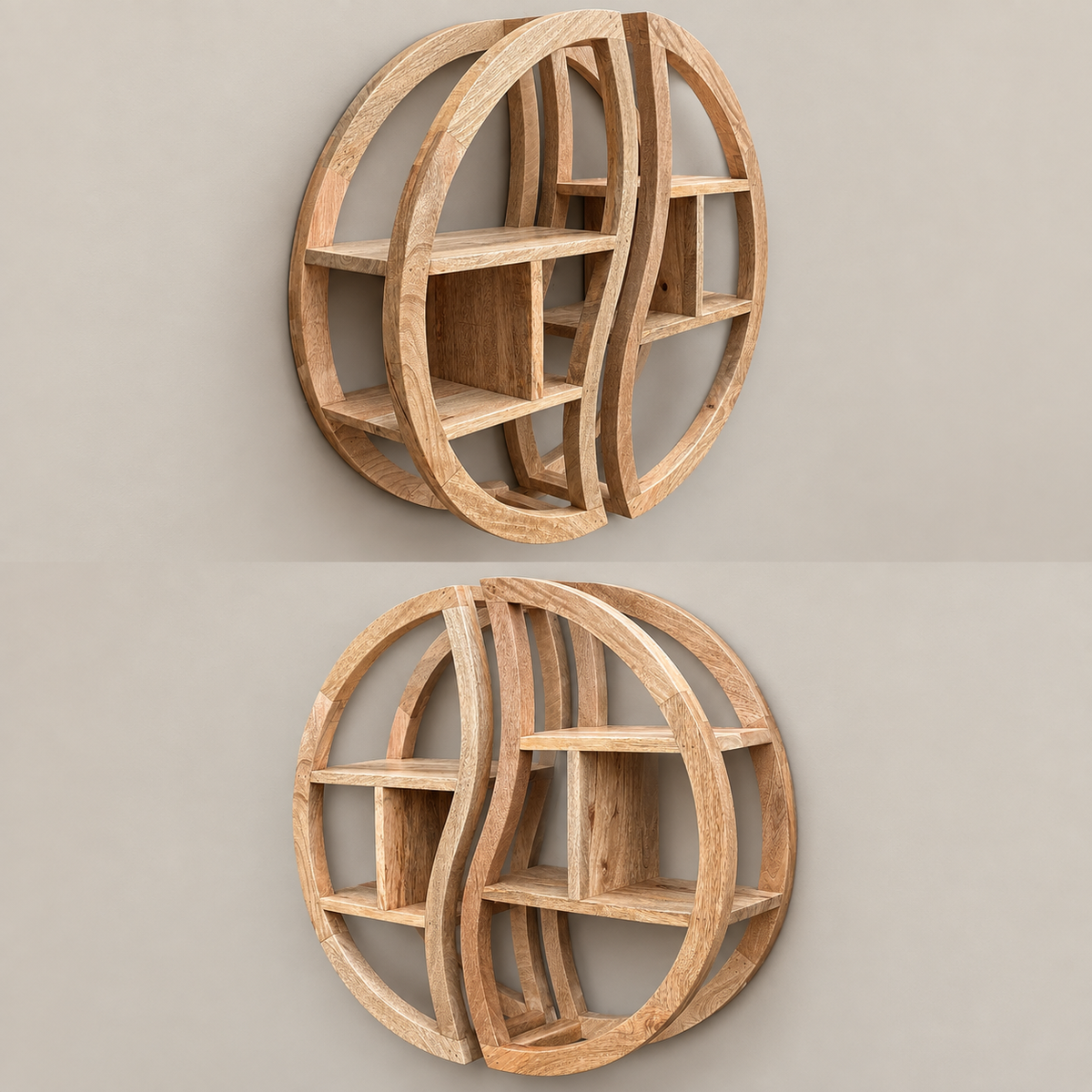 Yin Yang 75cm Floating Mango wood shelves