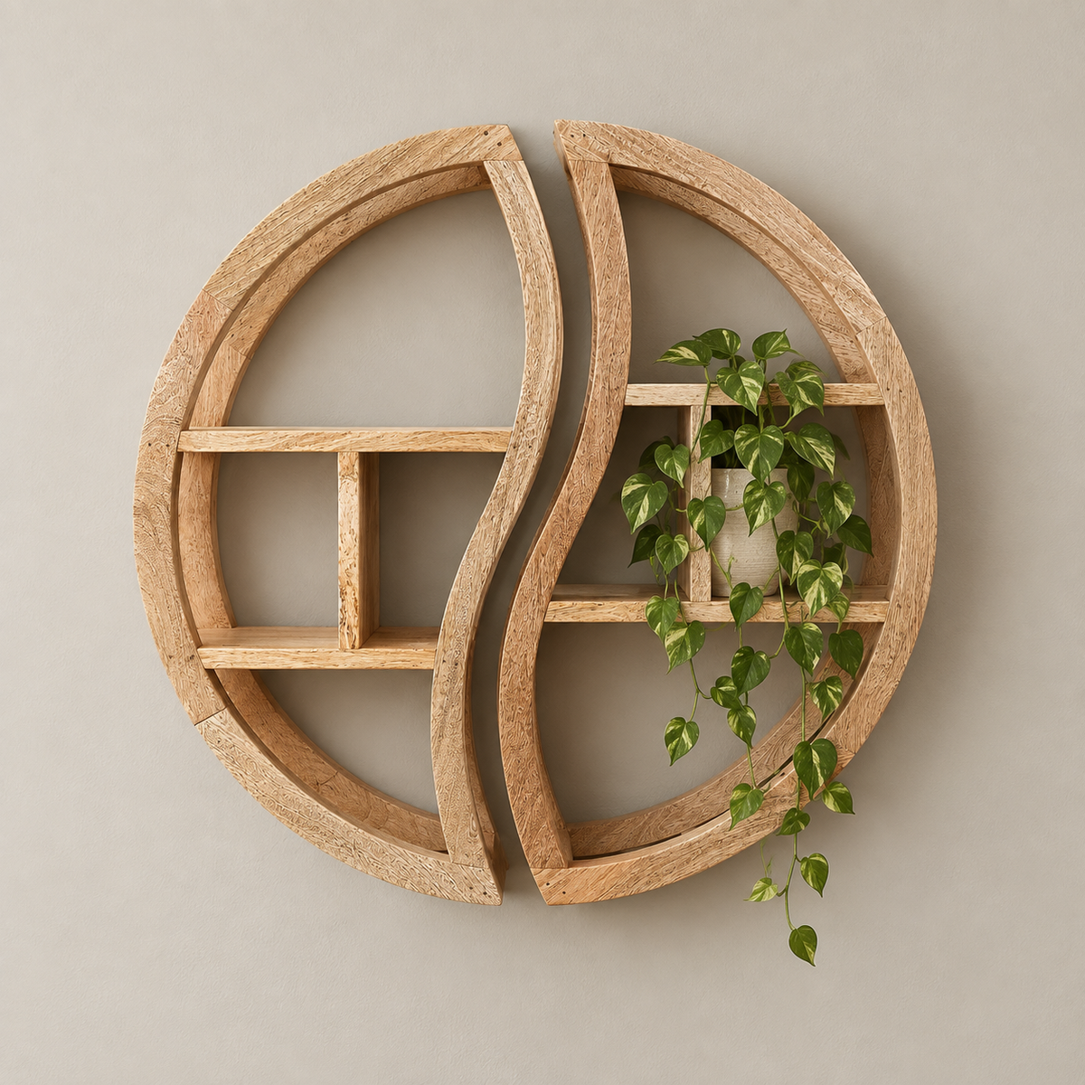 Yin Yang 75cm Floating Mango wood shelves