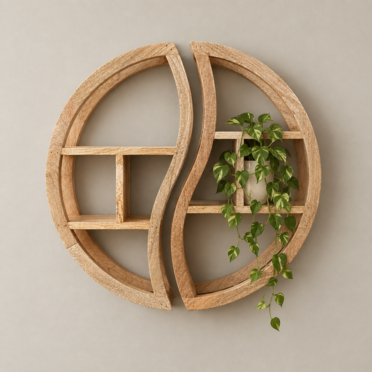 Yin Yang 75cm Floating Mango wood shelves