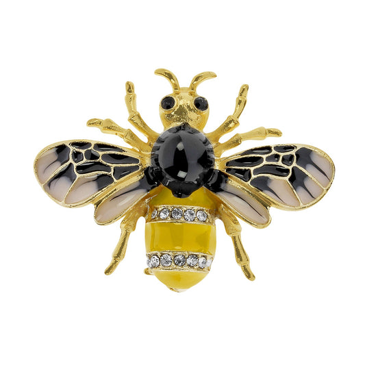 Gold & crystal bee brooch IBRO0947A