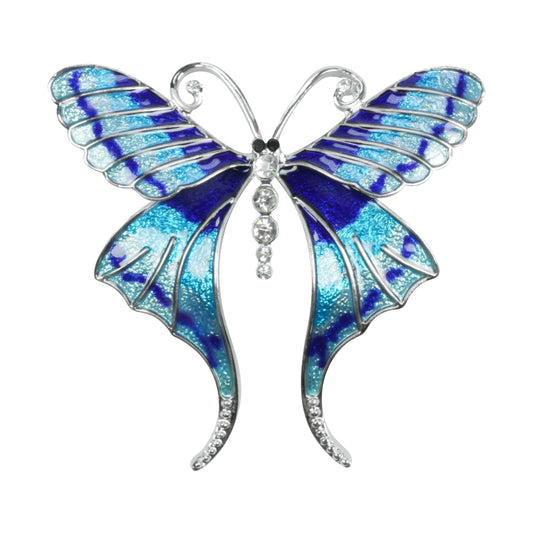 Rhodium blue butterfly brooch IBRO1065