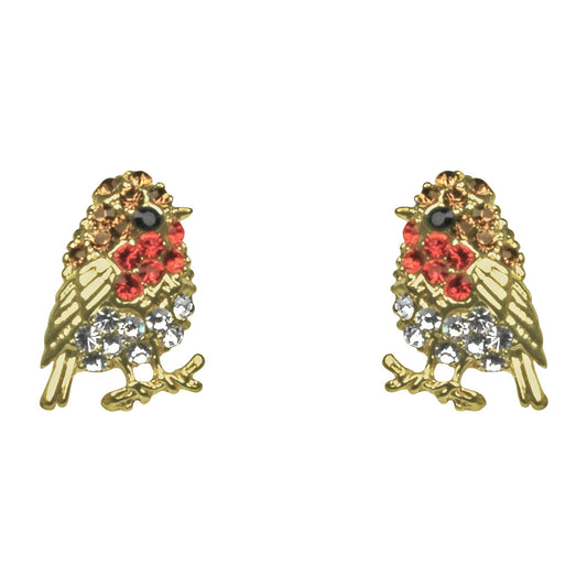Gold robin earrings - IEAR0580A
