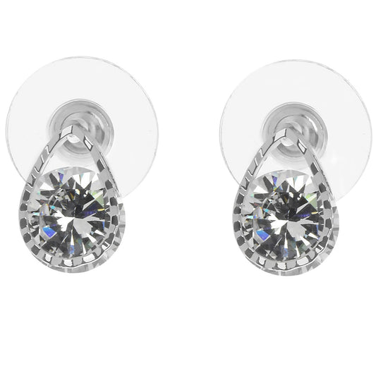 Rhodium cubic zircona teardrop earrings - IEAR0738