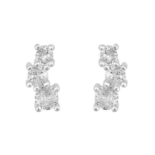 Rhodium CZ crystal stud earrings - IEAR0972
