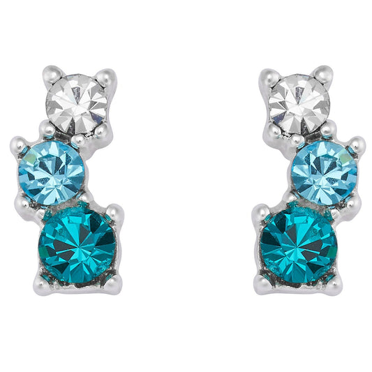 Silver Aqua Marine zircon crystal earrings - IEAR1035