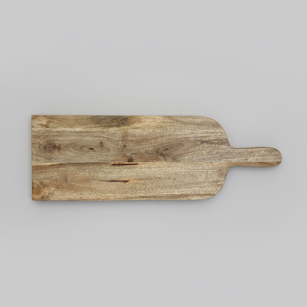 Wooden cutting board on a wooden floor