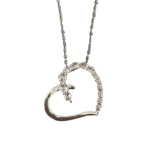 Rhodium Heart necklace on chain. 