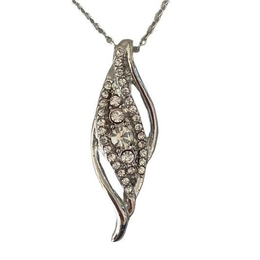 Rhodium crystal drop necklace. 