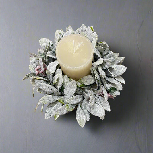 Frosted candle wreath - 2 sizes