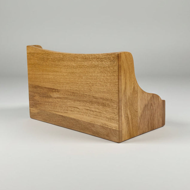 ASH7910 Solid Mango wood etched desk tidy / letter rack 30cm wide