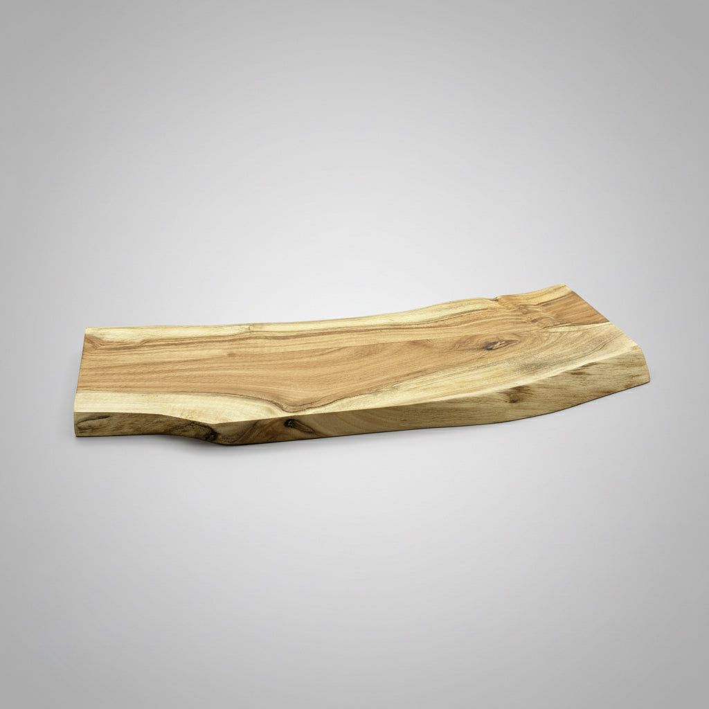 Two wooden slabs on a beige surface with a brown background