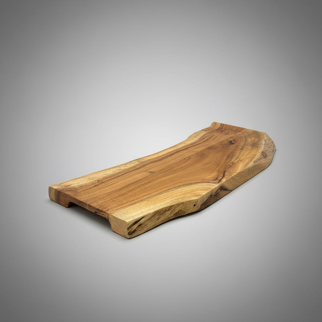 Wooden cutting board on a gray background