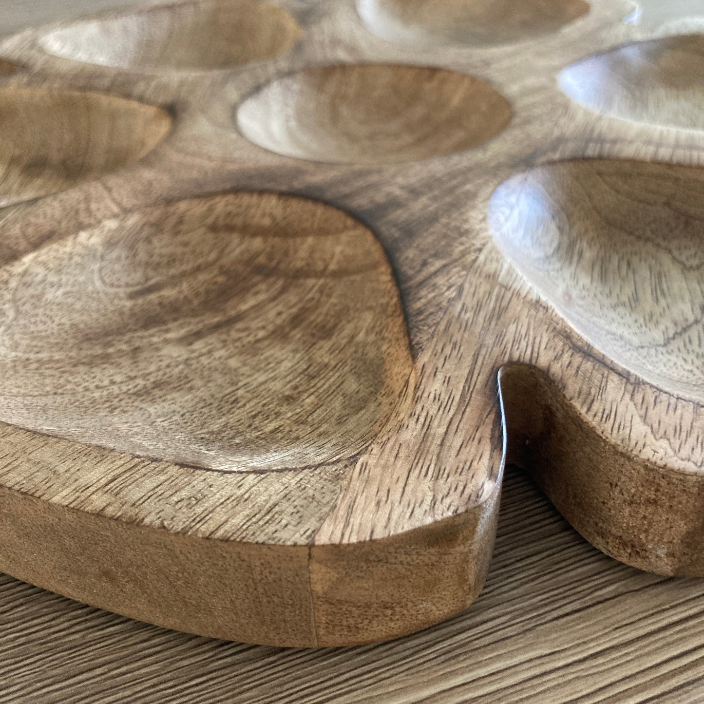 Carved Mango wood nibbles dish 30cm