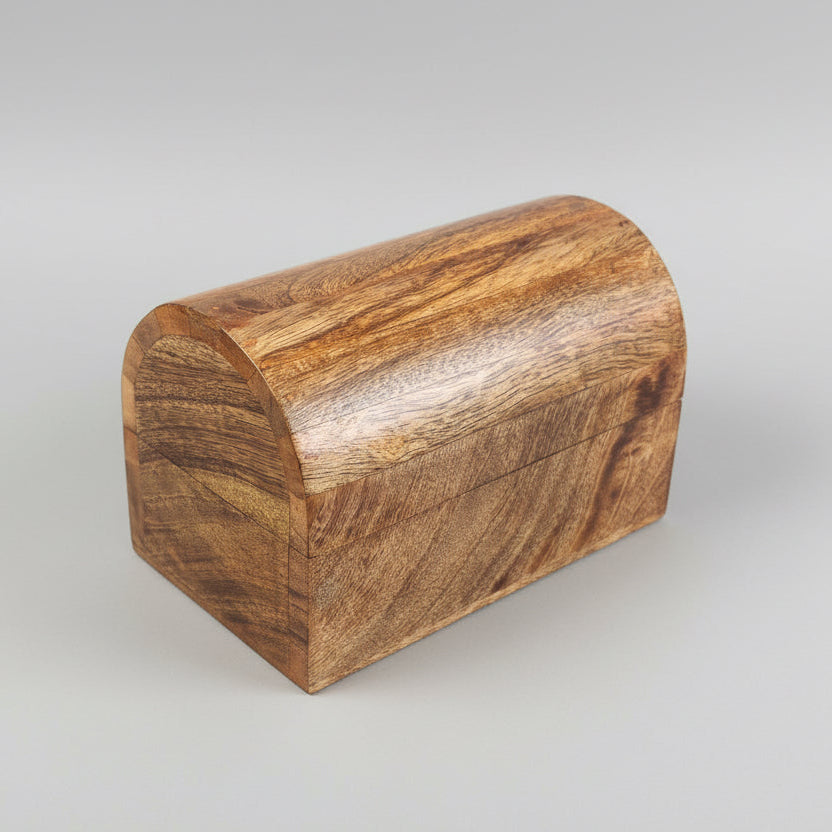 Wooden block on a countertop with a blurred background