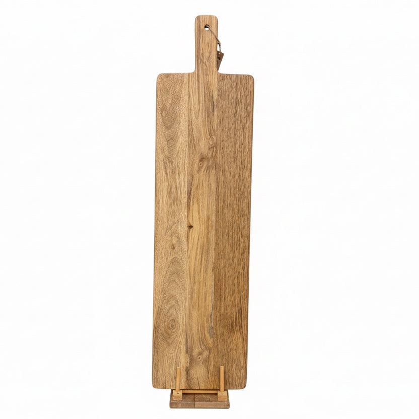 Wooden cutting boards on display in a store