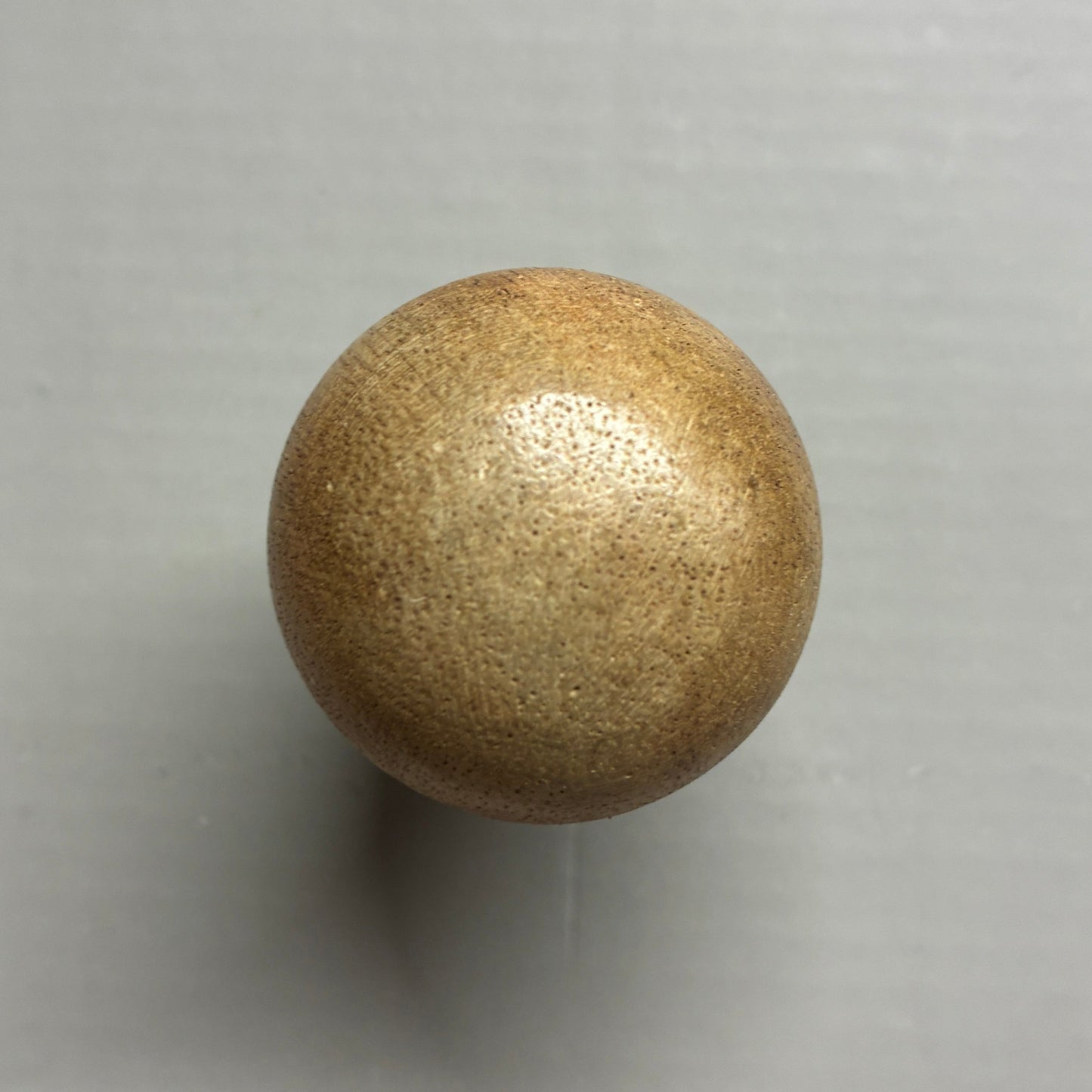 Brown spherical object on a light gray background