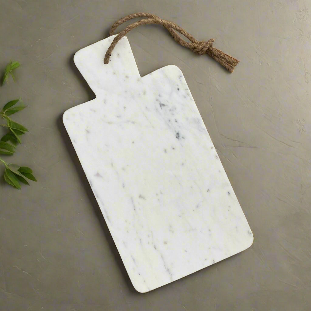 Marble chopping board - round or rectangular design. Rectangular design from above.
