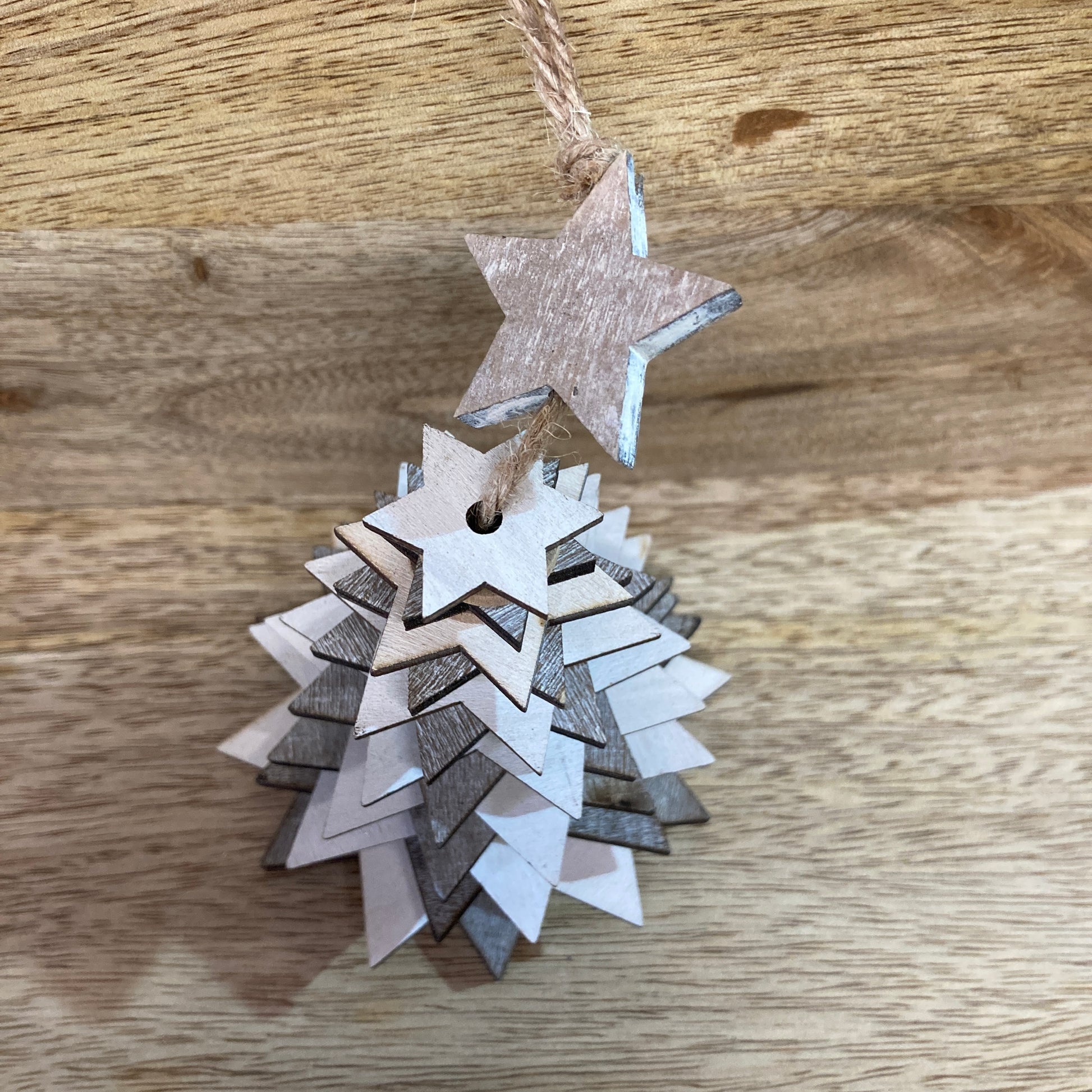 Wooden star Christmas trees - from above. 