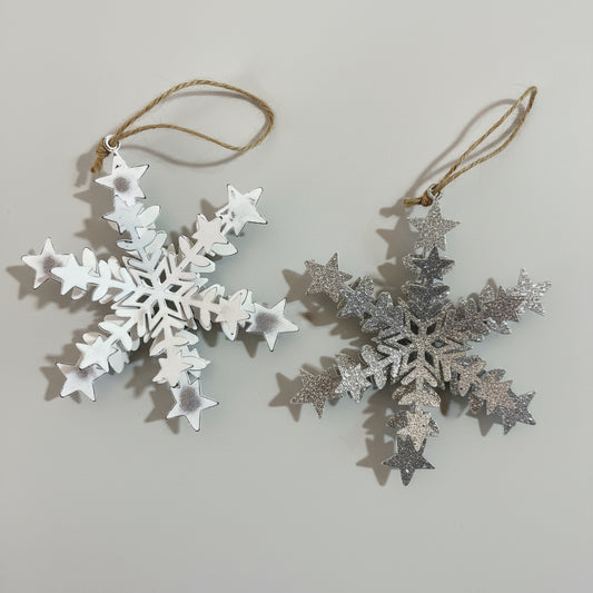 Hanging snowflake decorations